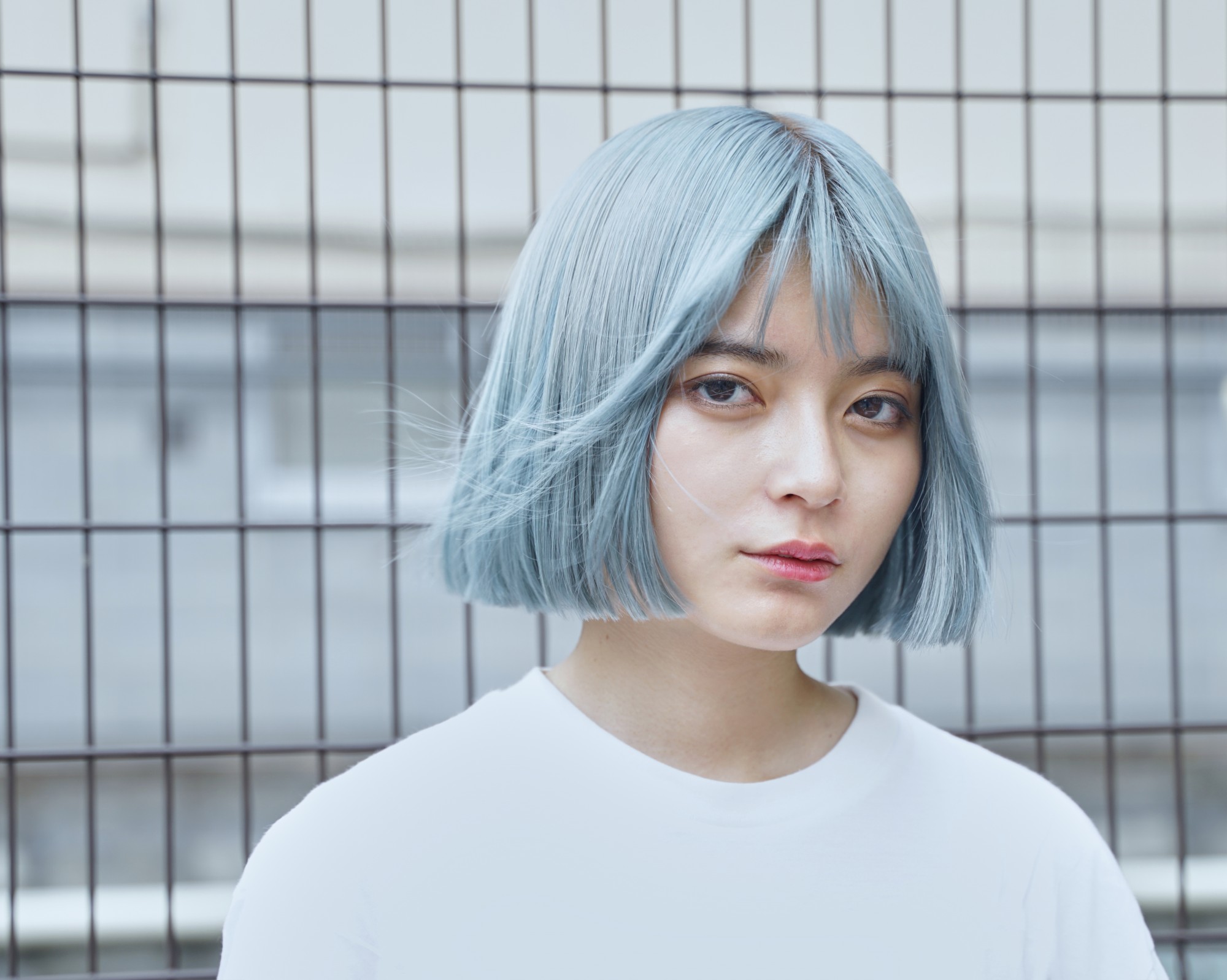 ペールブルーボブの髪型 ヘアスタイル ヘアドレ