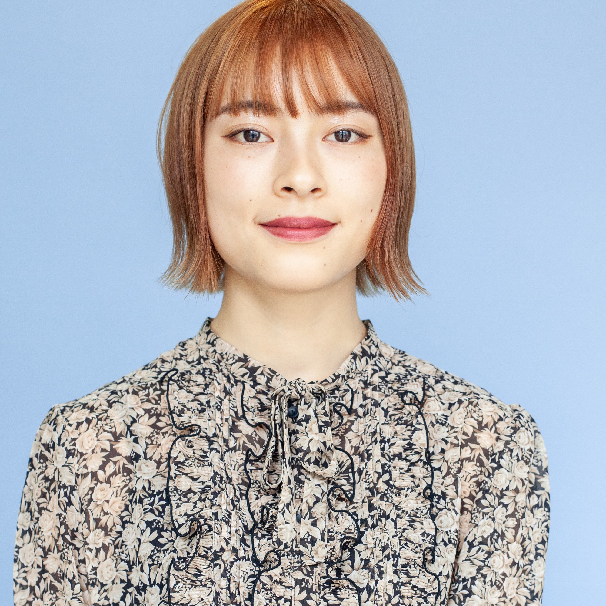 ボブ ミニボブ オレンジの髪型 ヘアスタイル ヘアドレ